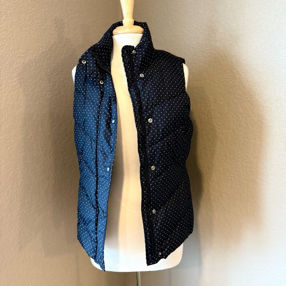 GAP Navy Blue Polka Dot Quilted Puffer Vest Women’s Medium